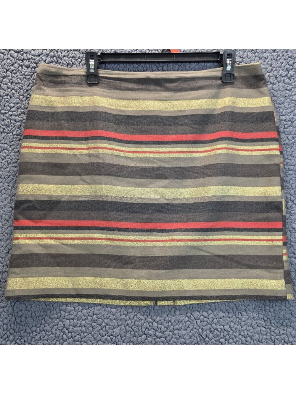 Banana Republic Mini Pencil Skirt 14 Brown Gold Striped Metallic Cotton Festival